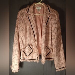 Allison Taylor Pink and Black Plus Size Tweed Blazer